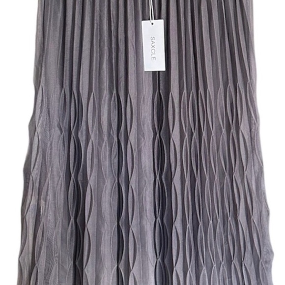 Gray Pleated Tulle Midi Skirt – High Waist Flowy Mesh Size S NWT - Picture 4 of 4